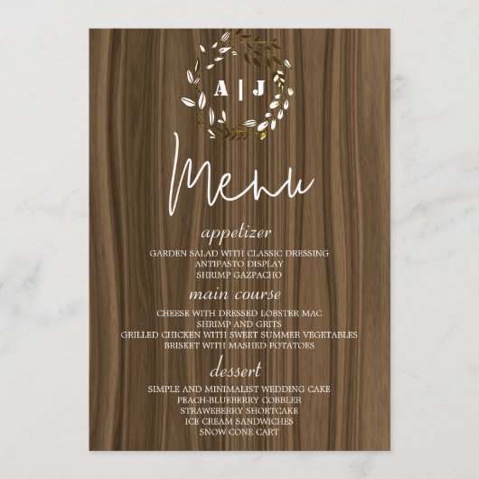 Kaarten van het Rustic Wood Leaf Wreath Wedding Ta (Voorkant)