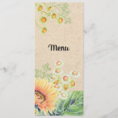 Kaarten van het Rustige Sunflower Wedding Menu (Voorkant)