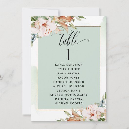 Kaarten van het Sage- en Roze Zitplan met gastname (Achterkant)