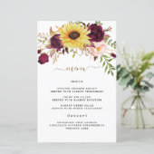 Kaarten van het Sunflower Burgundy Red Blush Weddi (Staand voorkant)