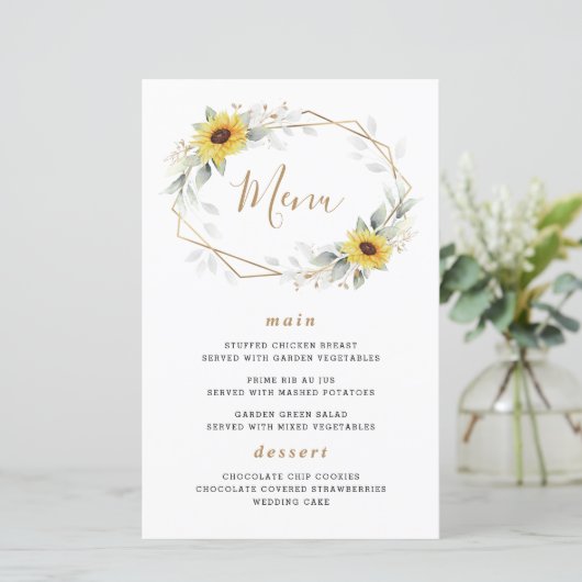 Kaarten van het Sunflower Elegant Geometric Weddin (Staand voorkant)