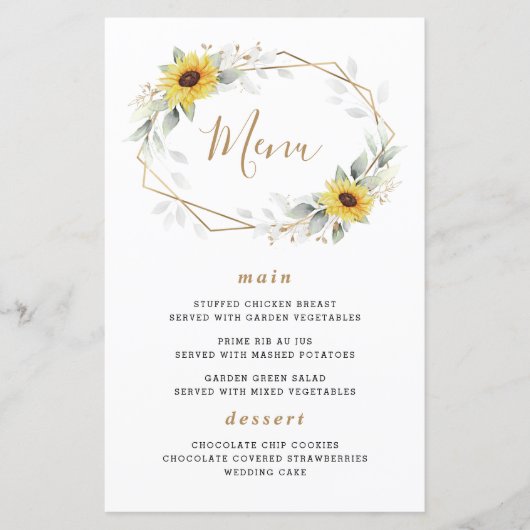 Kaarten van het Sunflower Elegant Geometric Weddin (Voorkant)