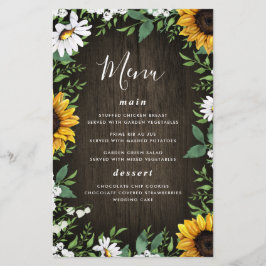 Kaarten van het Sunflower en Daisy Rustic Wood Wed