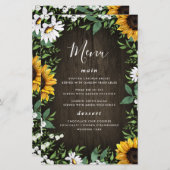 Kaarten van het Sunflower en Daisy Rustic Wood Wed (Voorkant / Achterkant)
