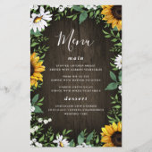 Kaarten van het Sunflower en Daisy Rustic Wood Wed (Voorkant)