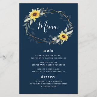 Kaarten van het Sunflower Navy Blue Geometric Wedd