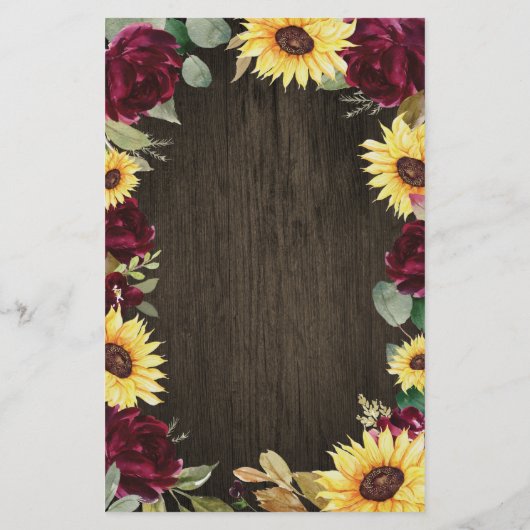 Kaarten van het Sunflower Red Roses Rustic Wood We (Achterkant)