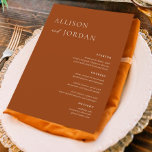Kaarten van het Terracotta Boho Simple Wedding Men<br><div class="desc">Elegant 5x7-inch Wedding Table Menu Cards Flat Menu Elegant Calligraphy Eat and Drink Wedding Menus | Eenvoudige kalligrafie Rustic Wedding Menus Wedding Menus,  Rustic Wedding Menu,  Floral Wedidng Menu,  Wedding Table Menu</div>