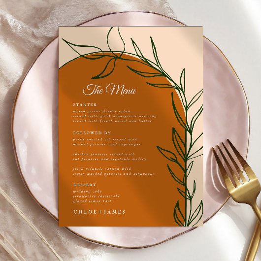 Kaarten van het Terracotta Wedding Menu