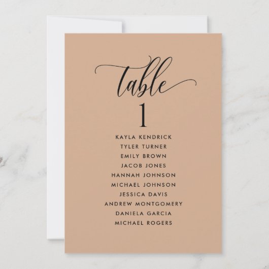 Kaarten van het Terracotta-zitplan met gastnamen (Achterkant)