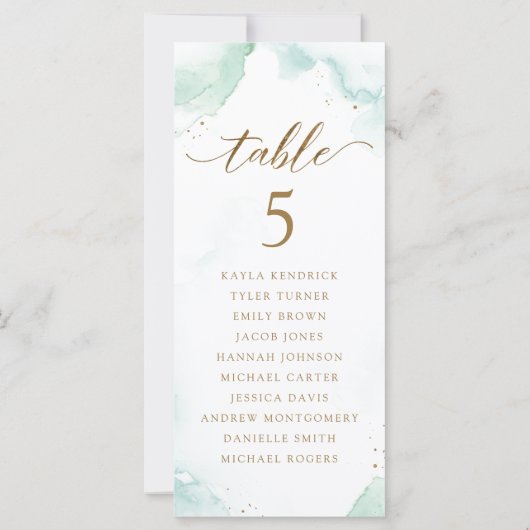 Kaarten van het waterverf Zitplan met gastnamen (Achterkant)