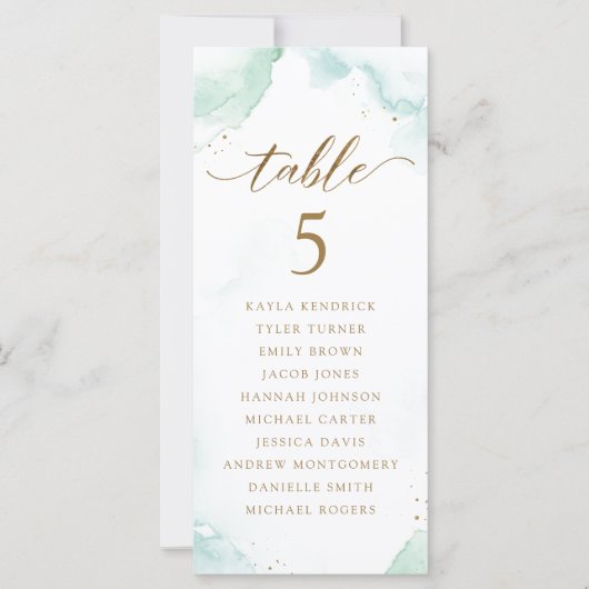 Kaarten van het waterverf Zitplan met gastnamen (Voorkant)