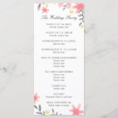 Kaarten van het Whimsy Pink Floral Wedding Program (Achterkant)