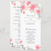 Kaarten van het Whimsy Pink Floral Wedding Program (Voorkant / Achterkant)