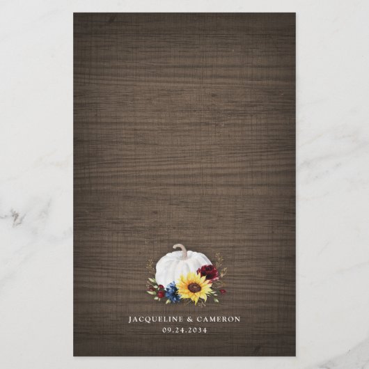 Kaarten van het White Pumpkin Sunflower Fall Weddi (Achterkant)