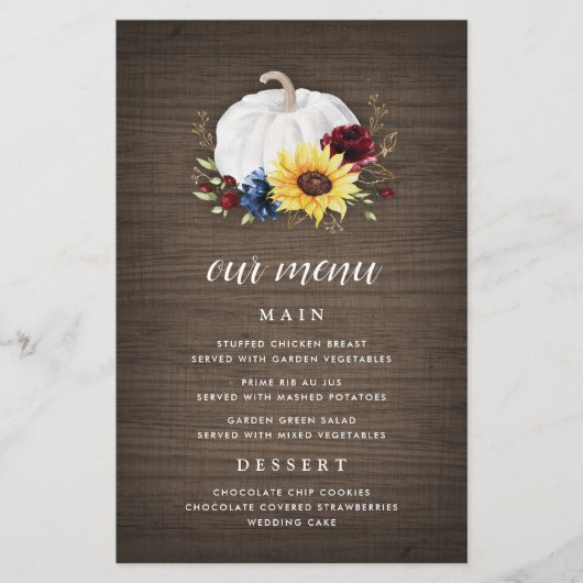 Kaarten van het White Pumpkin Sunflower Fall Weddi (Voorkant)