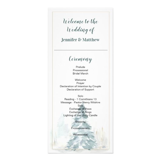 Kaarten van het winterpine Romance Wedding Program Reclamekaart (Voorkant)