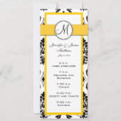Kaarten van het zwarte Damask Yellow Wedding Menu (Voorkant)