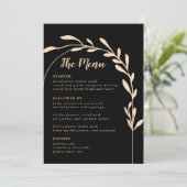 Kaarten van het zwarte Modern Wedding Menu (Staand voorkant)