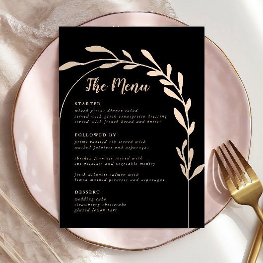 Kaarten van het zwarte Modern Wedding Menu