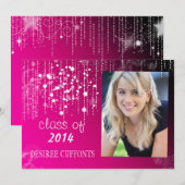 Kaarten van Light Hot Pink Photo Afstuderen-kaarte (Voorkant / Achterkant)