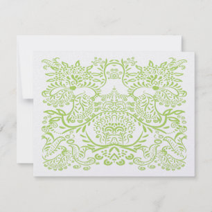 Kaarten van Lime Green Whimsical Bird Wedding Resp RSVP Kaartje