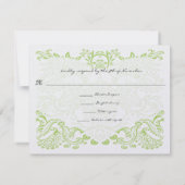 Kaarten van Lime Green Whimsical Bird Wedding Resp RSVP Kaartje (Achterkant)