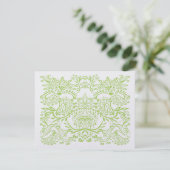 Kaarten van Lime Green Whimsical Bird Wedding Resp RSVP Kaartje (Staand voorkant)