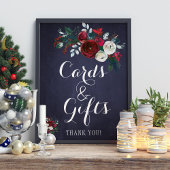 Kaarten van Navy Red Winter Peonies en bruiloft Poster