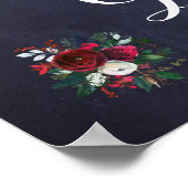 Kaarten van Navy Red Winter Peonies en bruiloft Poster (Hoek)
