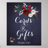 Kaarten van Navy Red Winter Peonies en bruiloft Poster (Voorkant)
