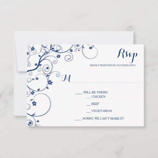 Kaarten van Navy Vines Wedding RSVP (Voorkant)