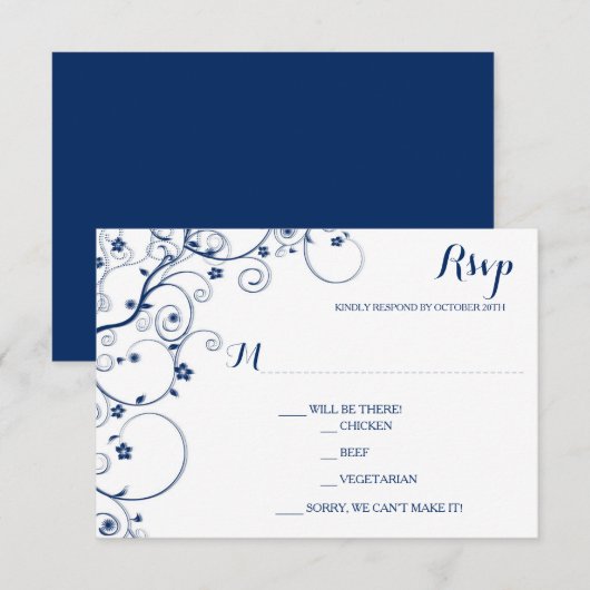 Kaarten van Navy Vines Wedding RSVP (Voorkant / Achterkant)