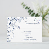 Kaarten van Navy Vines Wedding RSVP Kaartje (Staand voorkant)