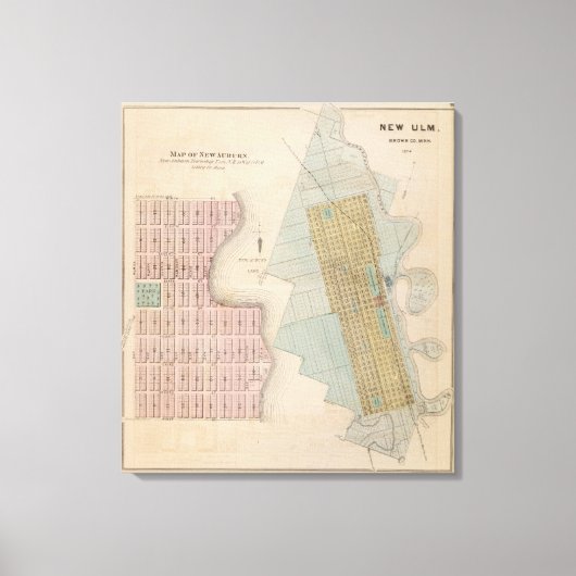 Kaarten van New Auburn, Minnesota Canvas Afdruk (Voorkant)