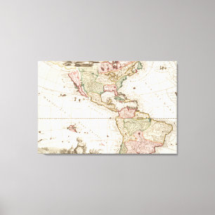Kaarten van Noord- en Zuid-Amerika (1680-1742) Canvas Afdruk