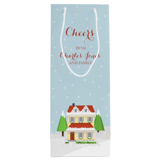 Kaarten van ons thuis tot aan het jouwe wijn cadeautas (Achterkant)