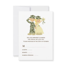 Kaarten van RSVP-soldaat en Bride Wedding RSVP