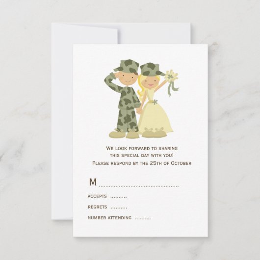 Kaarten van RSVP-soldaat en Bride Wedding RSVP (Voorkant)