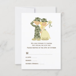 Kaarten van RSVP-soldaat en Bride Wedding RSVP Kaartje