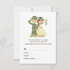 Kaarten van RSVP-soldaat en Bride Wedding RSVP Kaartje