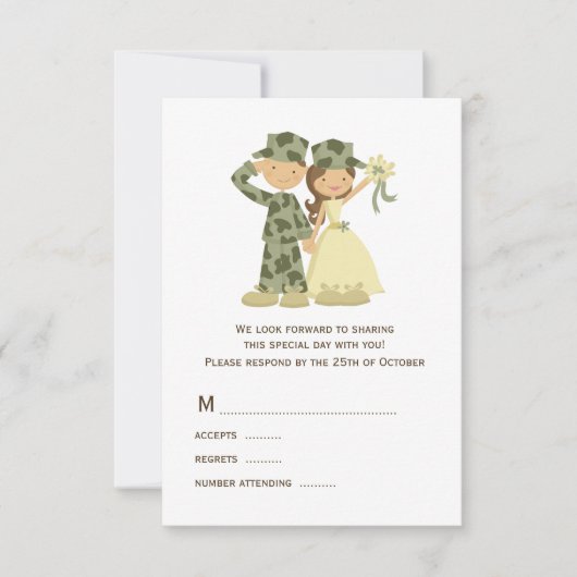 Kaarten van RSVP-soldaat en Bride Wedding RSVP Kaartje (Voorkant)