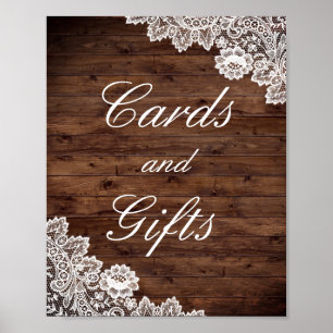 Kaarten van Rustisch hout en Poster van Gifts Wedd