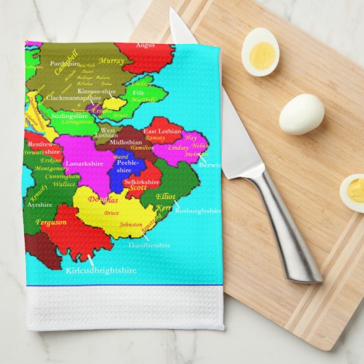 Kaarten van Schotland Theedoek (Quarter Fold)