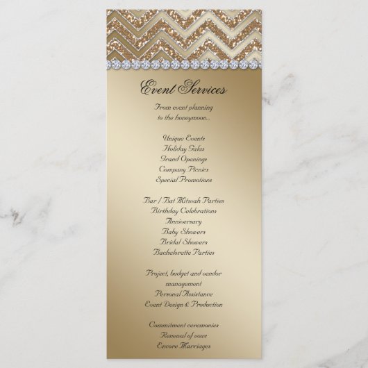 Kaarten van Sparkle Gold Chevron Wedding Rack (Voorkant)