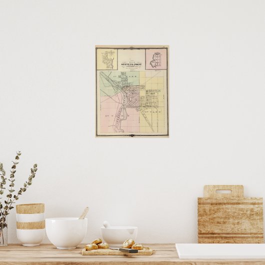 Kaarten van Stevens Point, Elroy en Wonewoc Poster (Keuken)