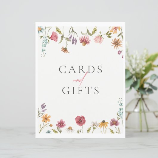 Kaarten van wilde bloemen en steuntenteken (Staand voorkant)