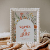 Kaarten van wilde bloemen en steuntenteken poster