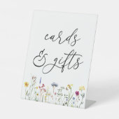 Kaarten van wilde bloemen en steuntenteken reclamebord met voetstuk (Voorkant)