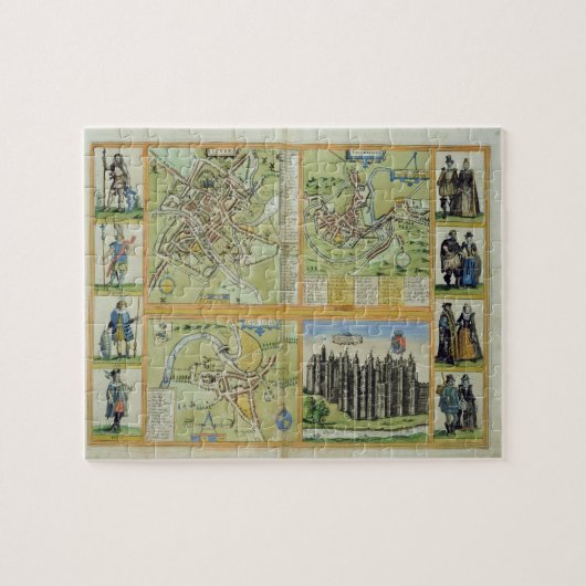 Kaarten van York, Shrewsbury, Lancaster en Richmon Legpuzzel (Horizontaal)